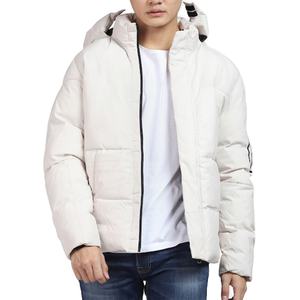 Men White <b>Padded</b> Detachable Hooded Bubble Down Jacket Puffer Warm Winter Coat Custom Logo Bubble Softshell Parka Tactical Jacket - Product Image 1