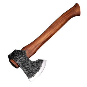 Hache de camping de qualité industrielle en acier au carbone forgé avec étui en cuir pour fendre du bois et couper en survie - Product Image 1