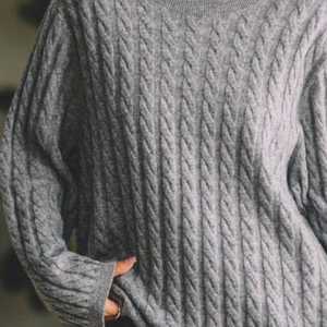 เสื้อคาร์ดิแกนไหมพรมแขนยาวคอวีทรงหลวมสไตล์ลำลองสำหรับผู้หญิง  ใส่สบาย เหมาะกับฤดูใบไม้ร่วงและฤดูหนาว  แบบเรียบง่าย  สามารถสั่งตัดได้ - Product Image 4