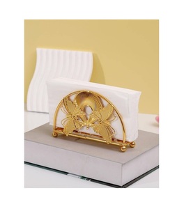Caja de soporte de pañuelos de metal duradero con patrón antiguo decorativo para restaurantes caseros de lujo, cafés, oficinas y estética interior - Product Image 1