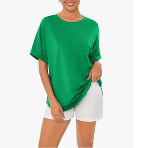 T-shirt de sport pour femmes de haute qualité en coton coupe ample avec décoration de logo en gros prêt à expédier BD - Product Image 1