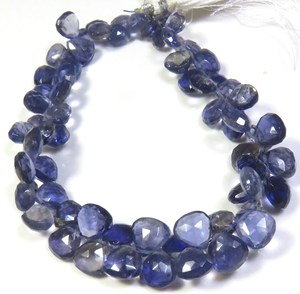 Cuentas de iolita natural en forma de corazón de 6-7 mm, cuentas facetadas de piedras preciosas, tira de 7.5 pulgadas, cuentas de iolita azul para bricolaje, cuentas de iolita pulida. - Product Image 1