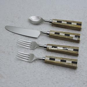 Trending Design New Stainless Steel <b>Flatware</b> <b>Set</b> with Epoxy Resin and Wood Handle Competitive Price Five Piece Cutlery <b>Set</b> - Product Image 2