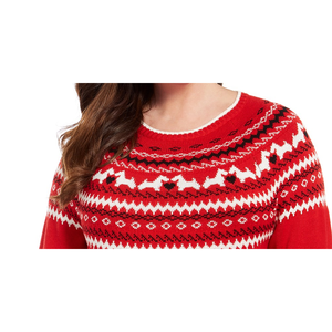 เสื้อสเวตเตอร์ฤดูหนาวลำลองพิมพ์ลายแฟร์-ไอส์สำหรับผู้หญิงไซส์พลัสของชาร์เตอร์คลับสีแดงขนาด 2X - Product Image 2