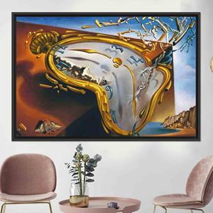 Surrealism Wall Art: Salvador Dali's Clock Explosion Canvas Print,1P:Black <b>Framed</b> - Product Image 1