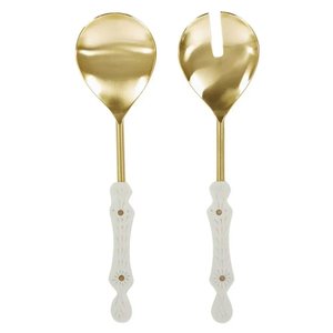 Argent de serveur de salade en métal de poignée en laiton de conception de plume fini pour des ensembles de table de serveur de salade de restaurant et d'hôtels - Product Image 4