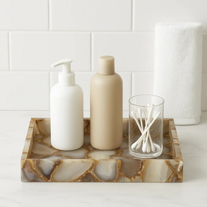 Plateau de courtoisie en pierre d'agate personnalisé plateaux décoratifs de qualité supérieure décoration de la maison accessoires de salle de bain fournisseur en gros écologique - Product Image 4