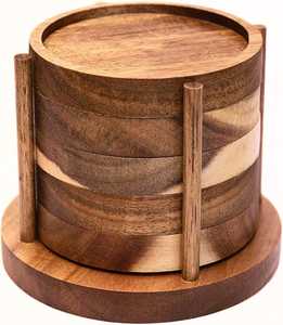 Premium Quality Wooden <b>Coaster</b> Set Indian Exporters Durable Tabletop Mats and Pads Protecting Surfaces from <b>Heat</b> and Liquid - Product Image 1