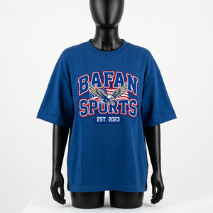 T-shirt en coton de haute qualité 240 GSM, coupe ample, bleu marine, impression personnalisée, t-shirt oversize pour homme, t-shirts oversize en coton pour femme - Product Image 5