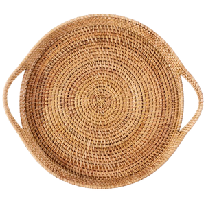 Plateau de service en rotin tissé à bordure de forme unique Plateau en rotin fabriqué à la main pour la salle à manger, le salon et la cuisine - Product Image 3