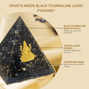 Vente en gros de pyramides Orgone en tourmaline noire Lakshmi avec pointes de cristal pour la méditation, la guérison et la positivité - Product Image 4