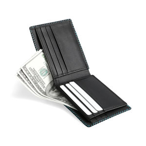 Tarjetero venta al por mayor corto Delgado RFID bloqueo cuero genuino plegable alta calidad hombres lujo logotipo personalizado billetera multifuncional - Product Image 2