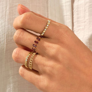 Alliance en or jaune 14 carats certifiée avec 3 diamants de taille ronde cultivés en laboratoire, plaquée or rose, cadeau d'anniversaire pour filles - Product Image 6