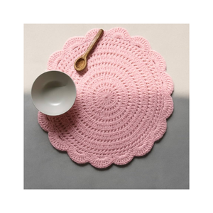 Mantel Individual Redondo Rosa Hecho a Mano de Ganchillo, Decorativo para Mesa de Comedor, Reutilizable, para Cocina, Hogar, Restaurante, Hotel, Personalizado - Product Image 1