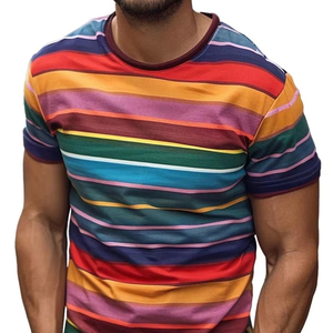 T-shirt imprimé à manches courtes graphique d'été pour hommes, décontracté, coupe régulière, respirant, séchage rapide, maillot de 220g, garniture contrastée - Product Image 2