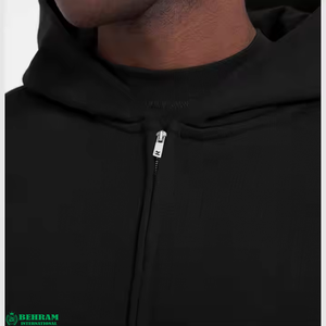 Sweat à capuche unisexe 100 % coton molletonné/éponge française avec fermeture éclair, coupe classique, séchage rapide, respirant, OEM, teint uni, hiver - Product Image 5