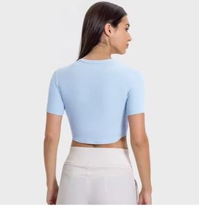 T-shirts décontractés d'été pour femmes hauts courts respirants avec col carré couleur unie à manches courtes en gros t-shirts - Product Image 3