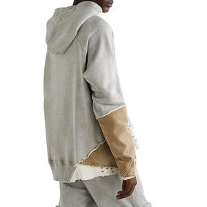 Custom <b>Mens</b> Waffle Paneled Details Raglan Sleeves Sage <b>Green</b> 100% Cotton 380gsm Cotton Fleece Hoodie - Product Image 2