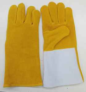 Gants de travail antidérapants les mieux notés ignifuges et anti-coupure Gants de soudage jaunes à double paume pour la protection des mains et des bras - Product Image 2