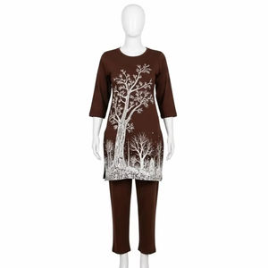 Conjunto de Algodón y Elastano Ecológico para Mujer, Mezcla de Algodón Orgánico, Elástico, Transpirable, Estampado Digital, Ropa Deportiva Informal - Product Image 1