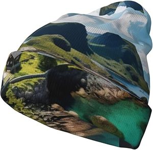 Bonnets tricotés origami multicolores à motif grues en papier, chauds pour femmes, élégants, unisexes, sans bord, avec revers - Product Image 2