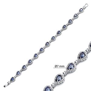 Poire goutte coupe Tanzanite CZ pierre délicate en gros fait à la main turc 925 Bracelet de tennis en argent Sterling - Product Image 2