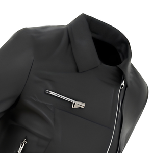 Blouson en cuir PU personnalisé style motard vintage, manteau bomber streetwear, vêtement d'extérieur avec fermeture éclair asymétrique, doublure en cachemire, marque privée, vente en gros - Product Image 6
