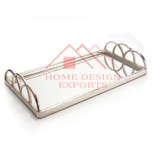 Nouvel arrivage Plateau de service en granit et marbre pour la décoration intérieure Plateau de service décoratif en marbre blanc avec poignée en laiton - Product Image 4