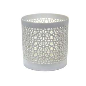 ที่ใส่เทียนทีไลท์โลหะสำหรับตกแต่งบ้านการตกแต่งคริสมาสต์การออกแบบโบราณขนาดและรูปร่างที่กำหนดเองสีขาวเคลือบสำหรับโรงแรม - Product Image 2