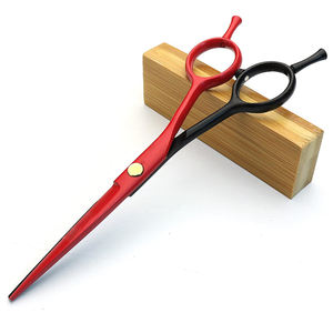 Tijeras de peluquero profesionales de acero inoxidable negro y rojo, punta afilada, mango de acero, tijeras de corte de pelo de grado Industrial, corte - Product Image 4