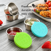 OEM 40ml Gobelets à condiments en acier inoxydable anti-fuite, écologiques, compatibles lave-vaisselle, avec couvercles en silicone, empilables, réutilisables, contenants à sauce