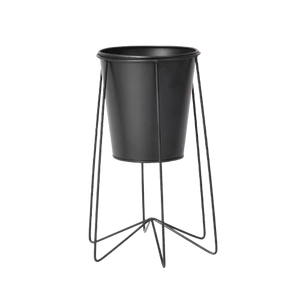 ขาตั้งกระถางโลหะพร้อมกระถางปลูกต้นไม้แบบถัง |   ชุด 2 ชิ้น |   สีดำ - Product Image 2