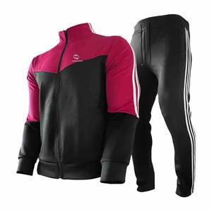 Chándal con cremallera para hombre, cómodo, 100% de poliéster, patrón sólido, conjunto de fabricación profesional, transpirable - Product Image 2
