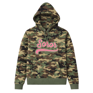 Camo Soror Pullover Hoodie Greek Sorority <b>Womens</b> Pink & Green College Sisterhood Stylish Casual Hoodie Apparel - Product Image 3