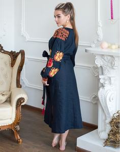 Vestido de fiesta de manga larga con cuello redondo, borlas - Product Image 3