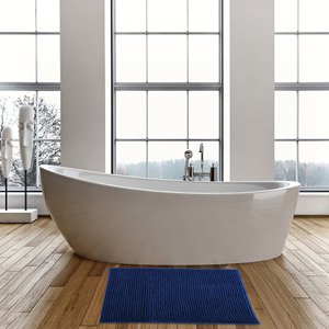 Alfombra de baño de microfibra antideslizante MSV 'Chenille' en azul oscuro, 60 x 90 cm - Product Image 2