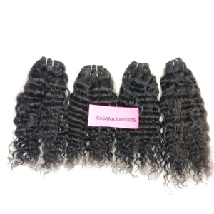 100% extensiones de cabello negro Virgen sin procesar Natural paquete indio crudo suelto onda profunda rizo cutícula alineada máquina doble trama - Product Image 2