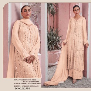 Nouveau Design Evergreen Faux Georgette broderie lourde travail Salwar Kameez avec dupata indien exportateur et fournisseur - Product Image 3