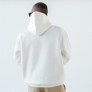 เสื้อฮู้ดดี้ผู้ชายทรงโอเวอร์ไซส์ สีขาว ไหล่ตก ทรงปกติ สีพื้น สไตล์ลำลอง ผ้าฝ้ายเฟรนช์เทอร์รี่ - Product Image 6