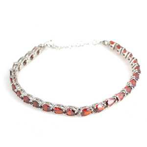 925 Sterling Silver Small Teardrop <b>Ruby</b> Stone Waterway Charm <b>Bracelet</b> - Product Image 1