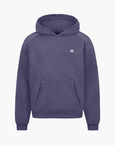 Vêtements de sport surdimensionnés de haute qualité 100% coton Streetwear pull manches raglan teint uni motif solide sweats à capuche respirants hommes - Product Image 4