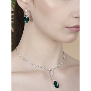 Conjunto de Joyería Fina y Nupcial Chapado en Oro Brillante con Collar de Circonitas Deslumbrantes para Fiestas y Regalos, Diseño de Campanas - Product Image 2