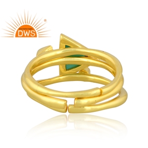 Anillo apilable de piedras preciosas de ónix verde y circonita cúbica natural chapada en oro de 18 quilates de la mejor calidad, joyería fina Demi - Product Image 4