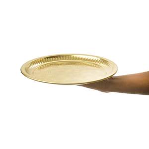 Thali de Pooja de Agarwood de Latón Dorado Pulido Hecho a Mano con Soporte para Agarbati y Porta Diya para Bienvenida en Mandap de Bodas y Diwali - Product Image 5