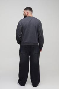 Gris anthracite sweat à col rond surdimensionné coupe ample coton polaire pull à manches longues uni blanc vente en gros vêtements OEM - Product Image 3