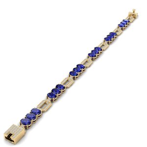 REYES Luxury 14K Solid Gold VVS Moissanite <b>Tennis</b> <b>Bracelets</b> Oval Cut 13.5 Carat Blue <b>Sapphire</b> Gemstone Women Fine Jewelry - Product Image 3