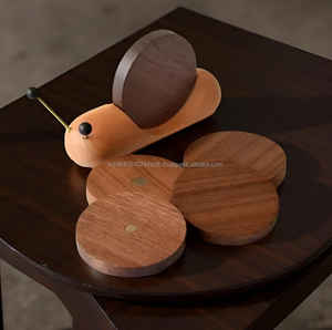 KALATRI Classic Handmade Eco-Friendly Square Walnut Wood Coaster Set with <b>Black</b> <b>Epoxy</b> <b>Resin</b> Coasters for Restaurants - Product Image 5