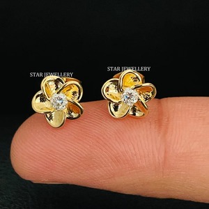 Piercing fleur incurvée en or massif 14 carats pour Helix High lobe Conch Auricle Tragus Fine Jewelry. - Product Image 5