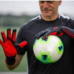 Gants de gardien de but de football pour enfants en gros, cuir allemand professionnel, sangle de poignet réglable, fermeture éclair antidérapante, doigts - Product Image 2