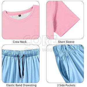 Survêtement 2 pièces à manches courtes pour hommes T-shirt imprimé graphique Ensemble short uni et uni Ensembles de vêtements d'extérieur décontractés pour l'été - Product Image 5